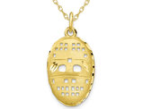 10K Yellow Gold Goalie Hockey Mask Charm Pendant Necklace with Chain